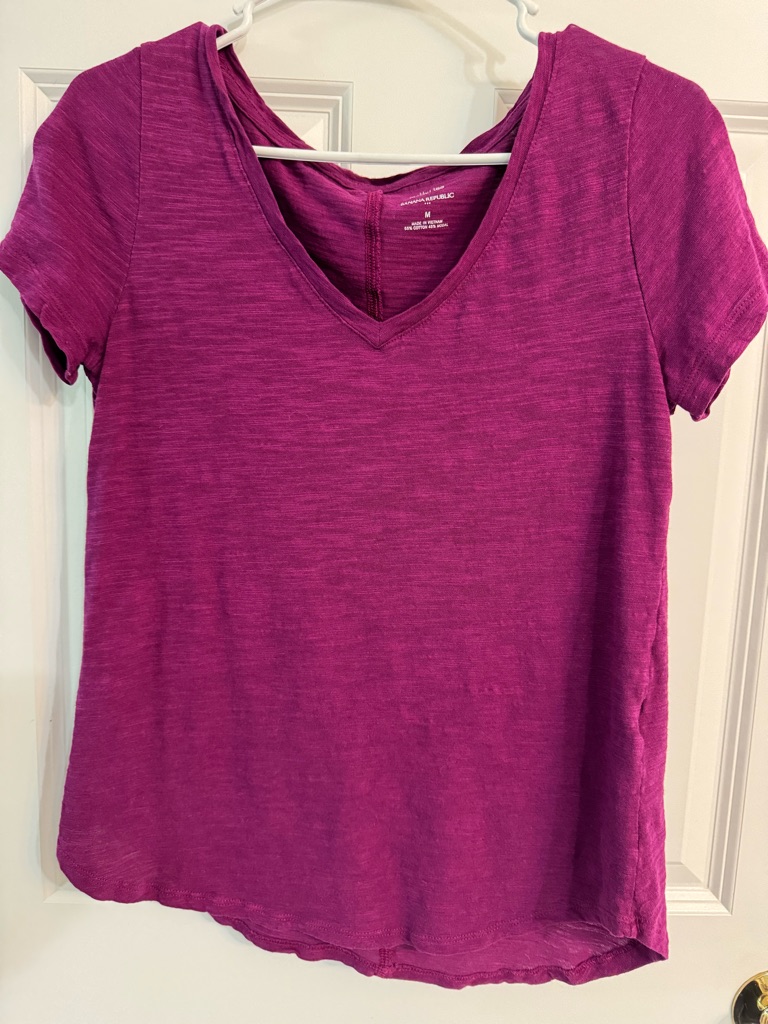 Banana Republic Women's Short Sleeve V-Neck Top In Fuchsia